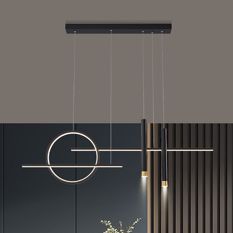 Simplicity Linear LED Island Light Metal 5-Head Dining Room Suspended Lighting Fixture