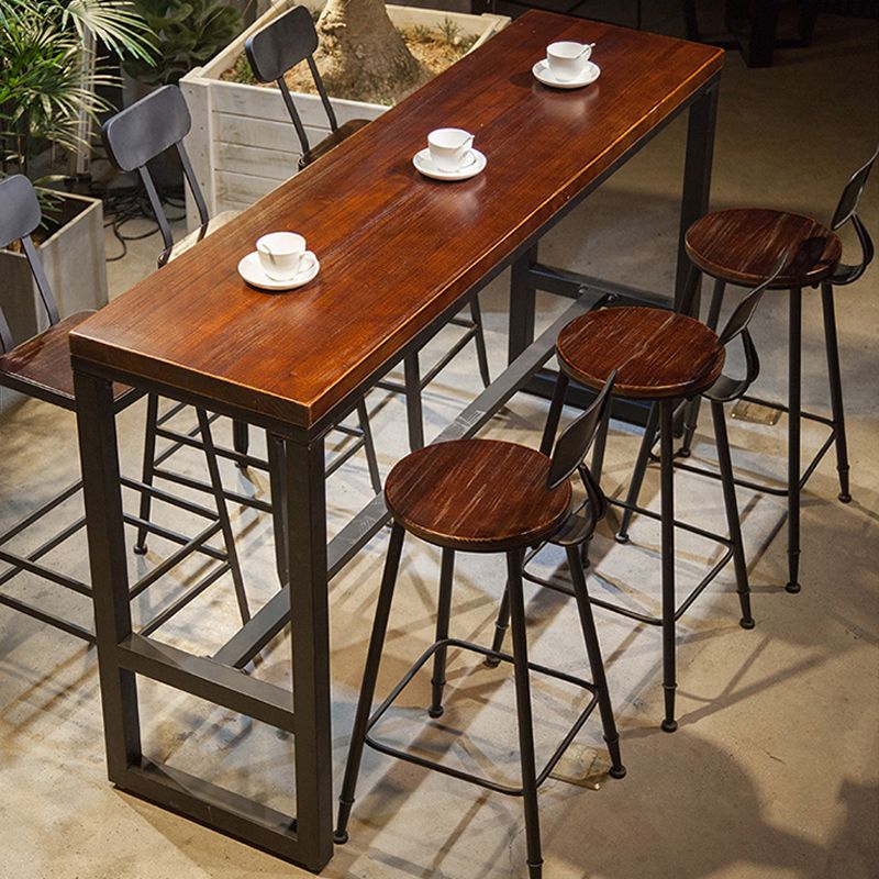 Industrial Armless Dining Stool Low Back Bar Stool with Metal Base