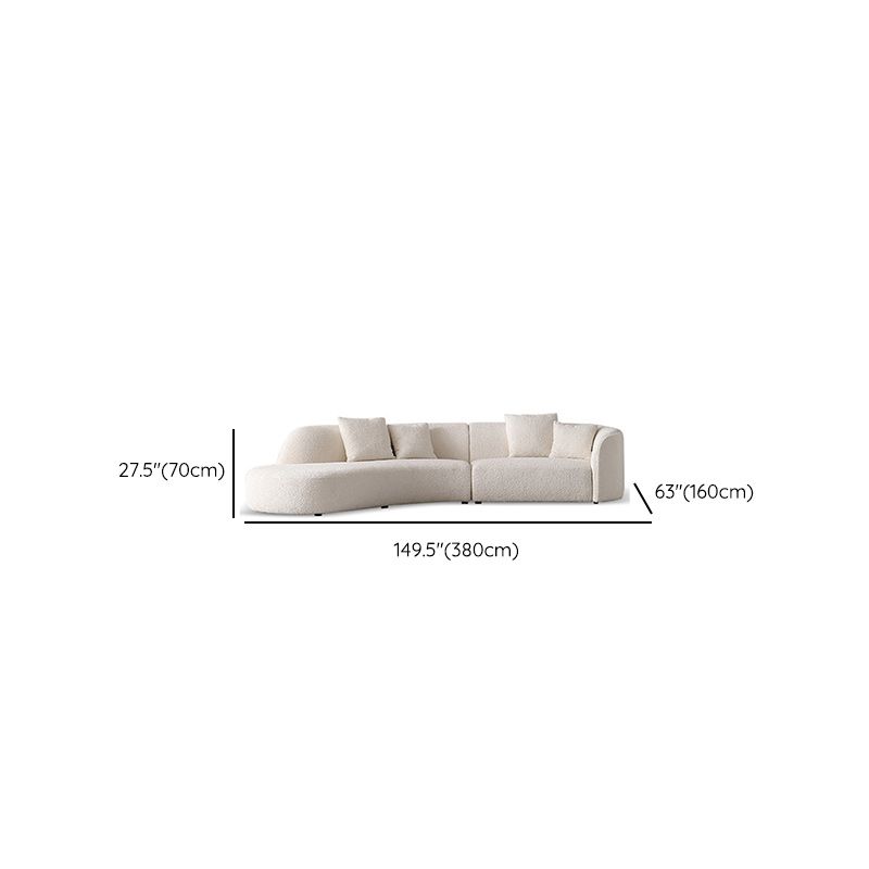 Contemporary Wool Sofa in White Simple Living Room Curved Seating