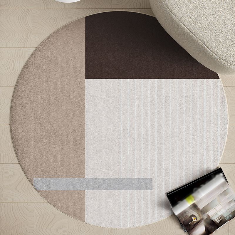 Modern Living Room Rug Round Polyester Rug Anti-Slip Backing Rug for Living Room