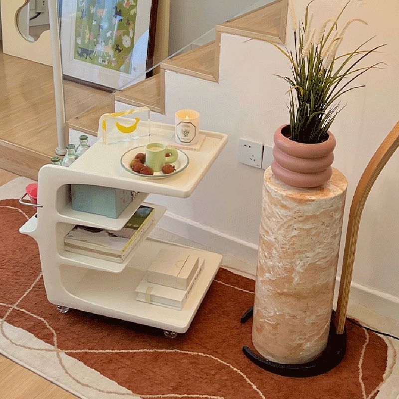 Modern Acrylic Sofa Side Accent Table 21.65" High End Table with Storage