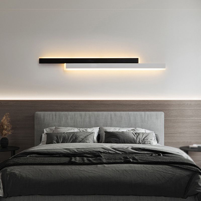 Modernism White/Black 2-Light Wall Mounted Sconce Linear LED Wall Light