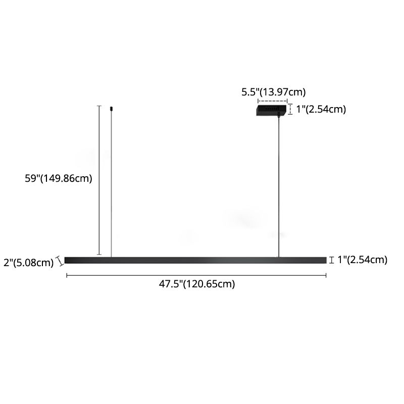 Lumo moderno a sospensione per lampadario lineare dell'isola della cucina Luce sospesa in nero