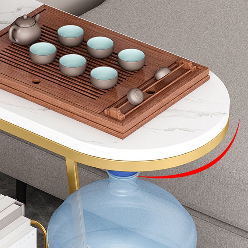 Contemporary Marble Top End Slide Table Geometric 4 Legs Side Table