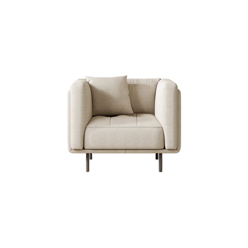 Contemporary Tuxedo Arm Cushions Sofa Faux Leather Standard Sofa with Pillows