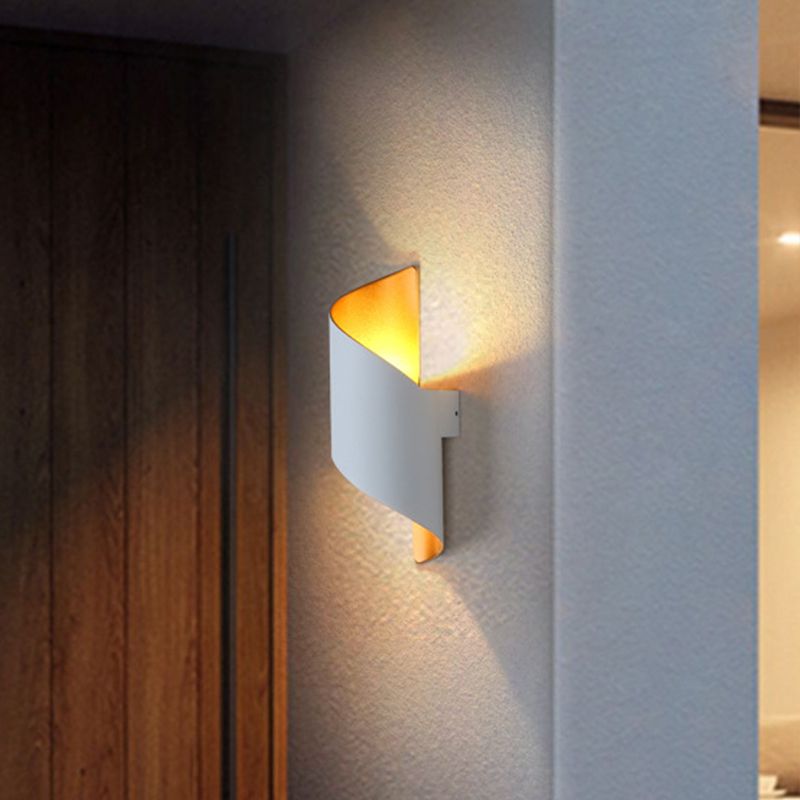 Spiral Foyer Wall Light Fixture Aluminum Postmodern LED Wall Sconce in Black/White and Gold Inner