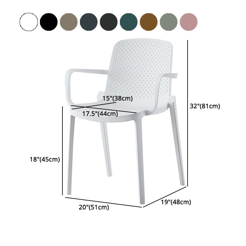 Silla plástica escandinava del brazo del comedor de la cocina Silla sólida de la parte posterior