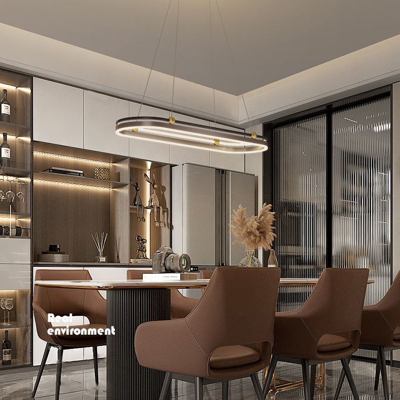 Dining Room Modern Island Light Fixture LED Linear Aluminum Pendant Light