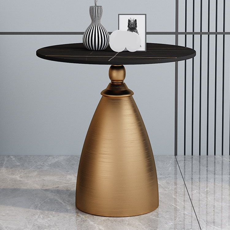 22.4" Tall Iron Pedestal End Table Modern Round Slate Top Side Table