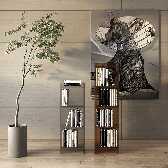 10"W Bookshelf Glam Style Closed Back Acrylic Bookcase for Office Home Study Room