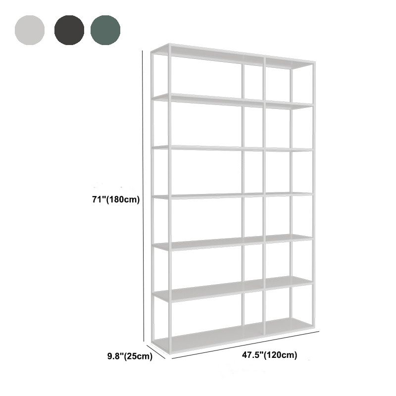 Modern Open Storage Bookcase 9.8" W Iron Frame Bookshelf with Shelves