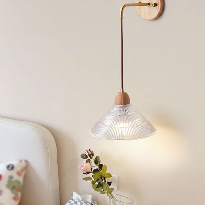 Modern Wooden Wall Mount Light 1-Light Wall Light for Living Room