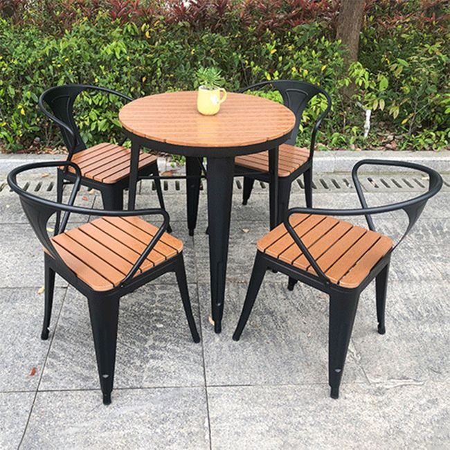 1/3/5 Pcs Metal Dining Table Set Industrial Round Dining Set