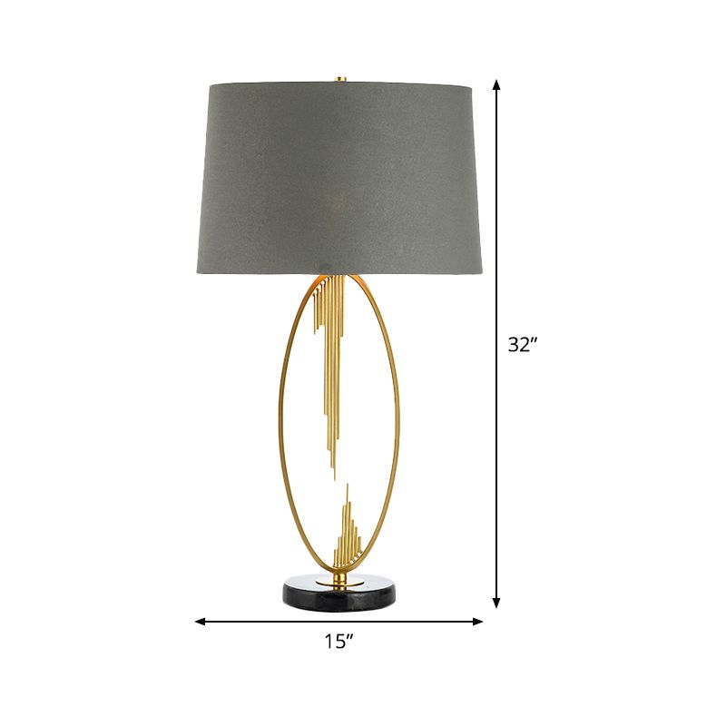 1 Kopf verjüngter Drum Task Light Modernismus Stoff Nachtischlampe in Grau mit Marmorbasis
