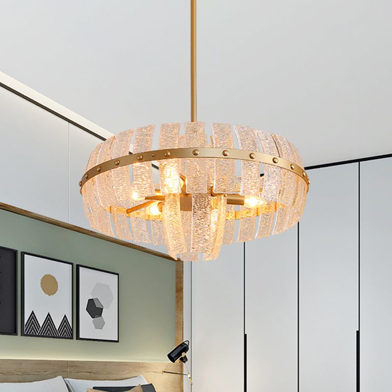 Round Chandelier Lamp Modern Crystal 6/8 Heads Brass Hanging Ceiling Light, 23.5"/31.5" Wide