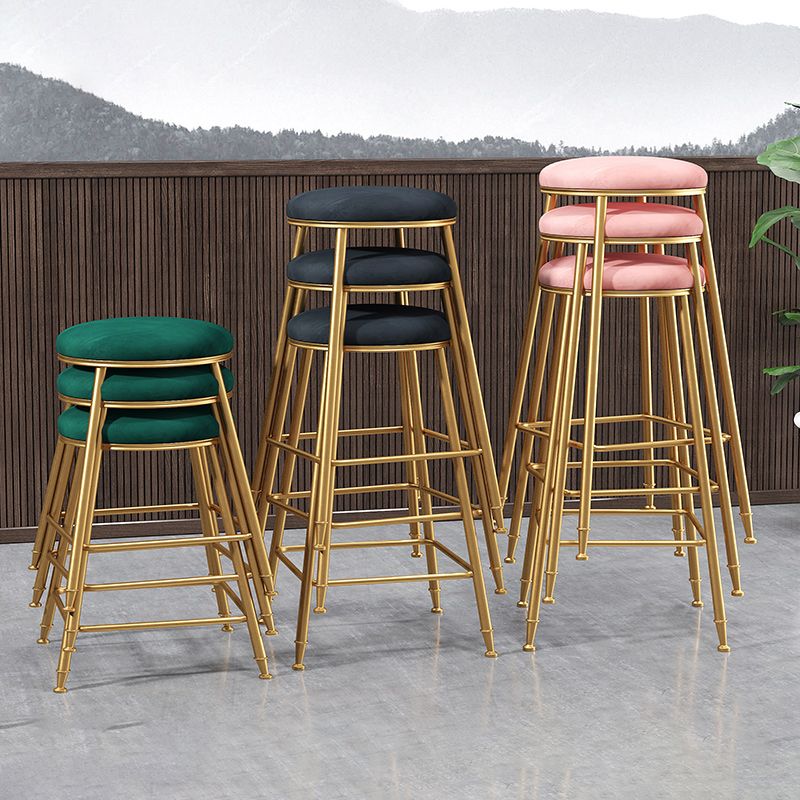 Restaurant Stackable Backless Stool Matte Finish Velvet Bar Stool