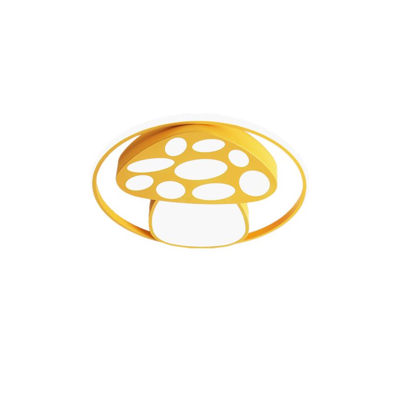 Cute Mushroom Flush Mount Light Cartoon Acrylic Metal Ceiling Lamp for Kindergarten