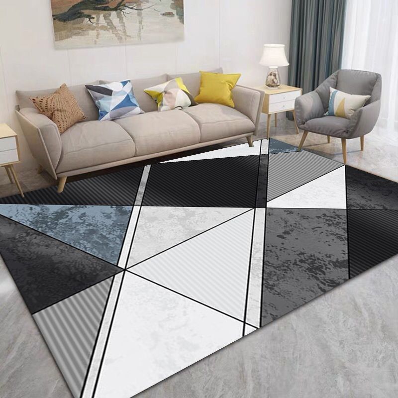 Rapis moderne noir Triangle Triangle Rapis intérieur Tapis de support sans glissement pour salle de dessin