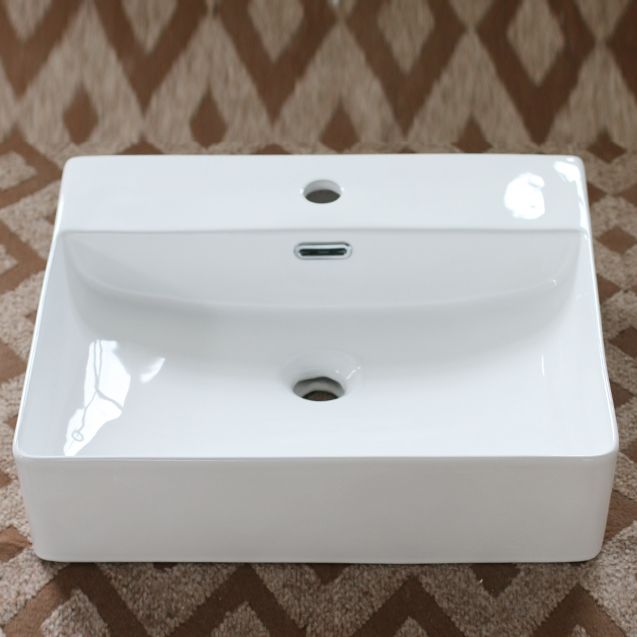 Modern Porcelain Bathroom Sink Rectangular Vessel Lavatory Sink