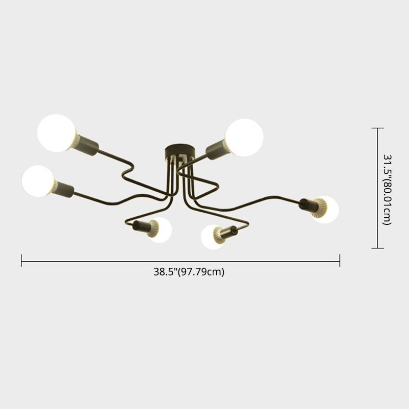 Open bol metalen spinnen plafondlicht industriële stijl multidichte semi-spoeling mount lamp voor woonkamer