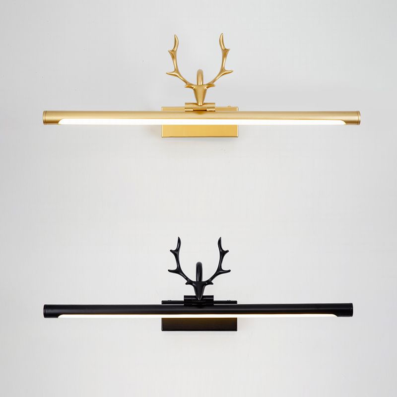 Modern Minimalist Style Straight Wall Mounted Lighting Aluminum Vanity Wall Sconce with Antlers