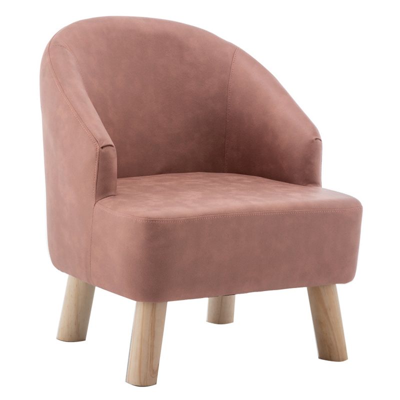Faux Leather Chair Barrel Chair Solid Wood Frame Chair for Living Room