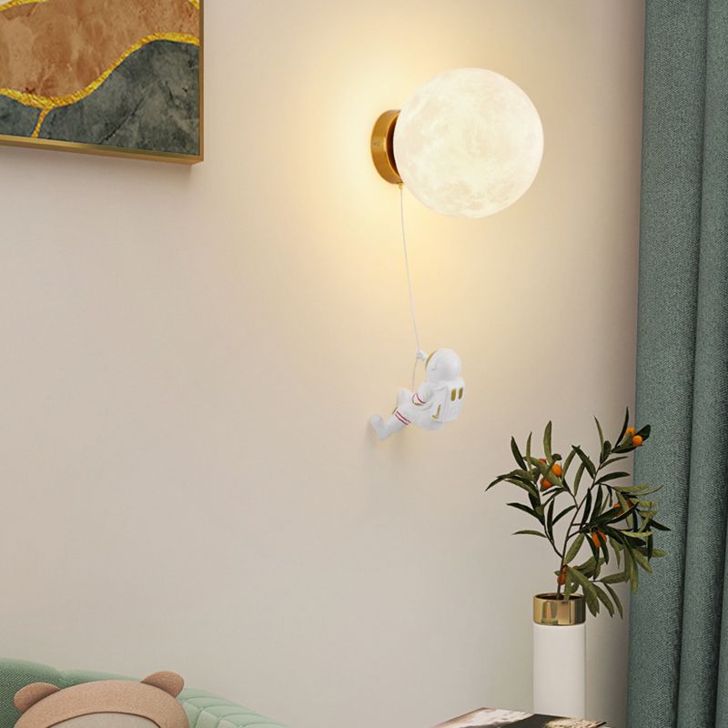 Children Metal Wall Light Flush Mount Globe Shaded Lighting for Foyer and Home