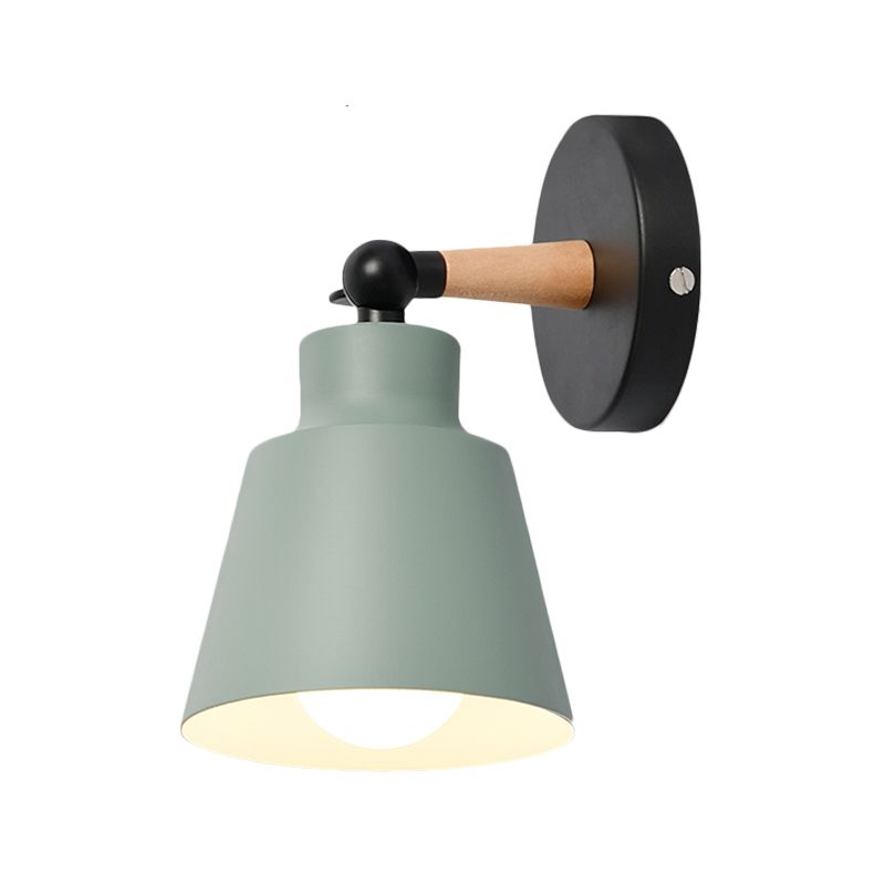 Macaron Colored Bucket Wall Sconce Rotatable One Light Metal Sconce Light for Living Room