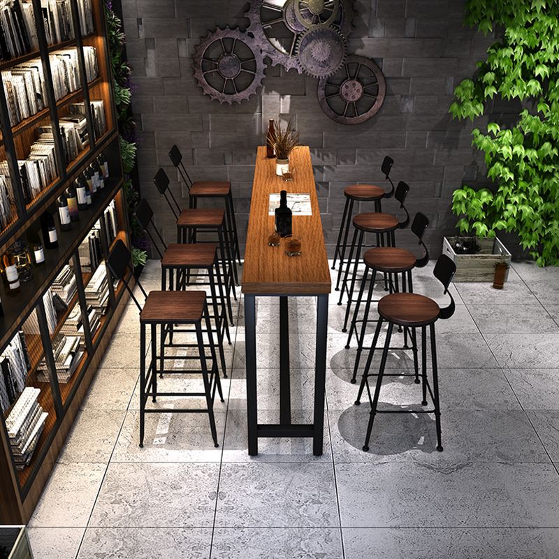 Industrial 1/2/5/9 Pieces Bar Table Set Rectangle Pine Wood Counter Table with High Stools