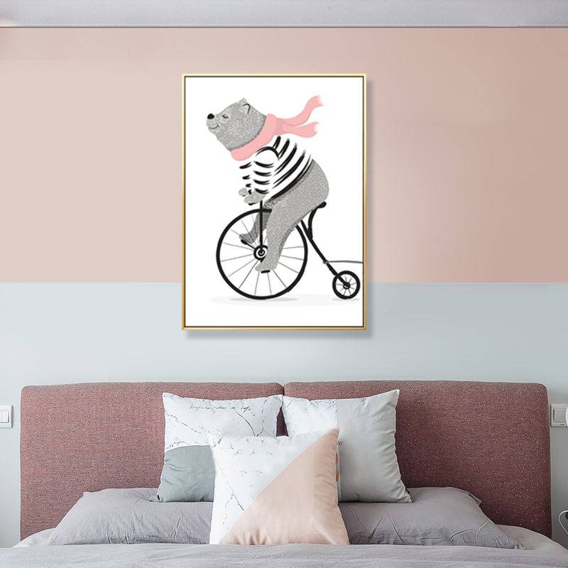 Pastel Animal Canvas Print Textured Cartoon Kids Bedroom Wall Art, Multiple Size Options