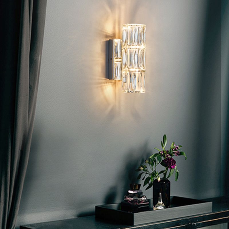 Modern Style Wall Mount Light Simple Wall Light with Crystal Shade for Living Room