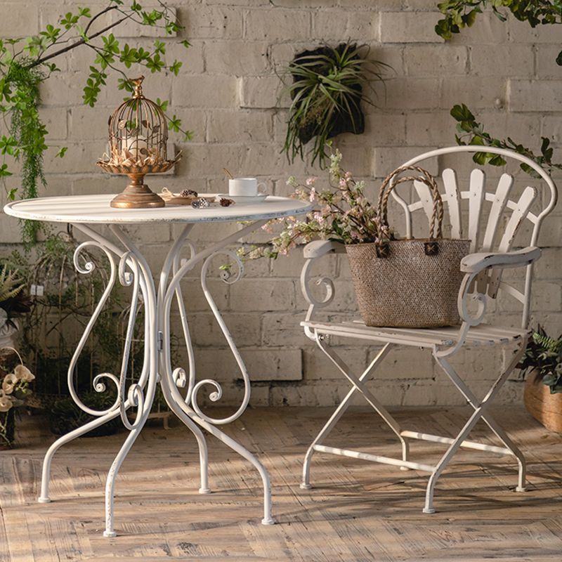 White Modern Bistro Table Set 1/2 Pcs Metal Bistro Set for Small Places
