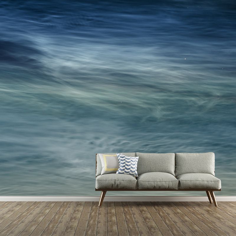 Aqua Waves Printed Wallpaper Mural Moisture Resistant Wall Decoration for Bedroom