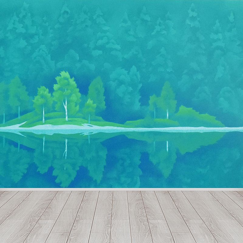 Modern Nature Plants Mural Decal Green Living Room Wall Covering, Custom Printed