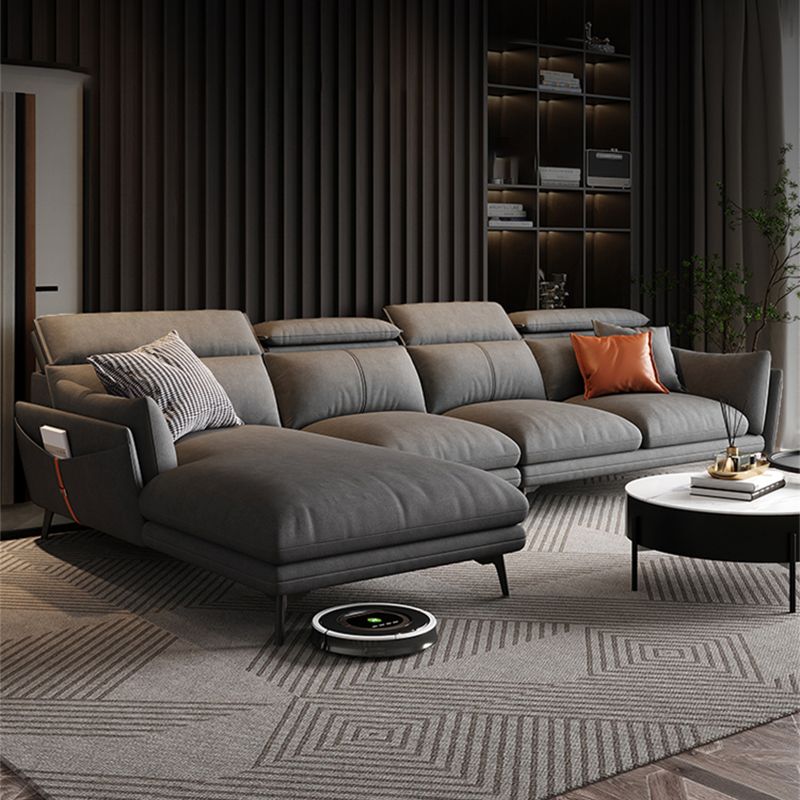 Grey Faux Leather Sofa/Sectionals with Wear-Resistant and Stain-Resistant
