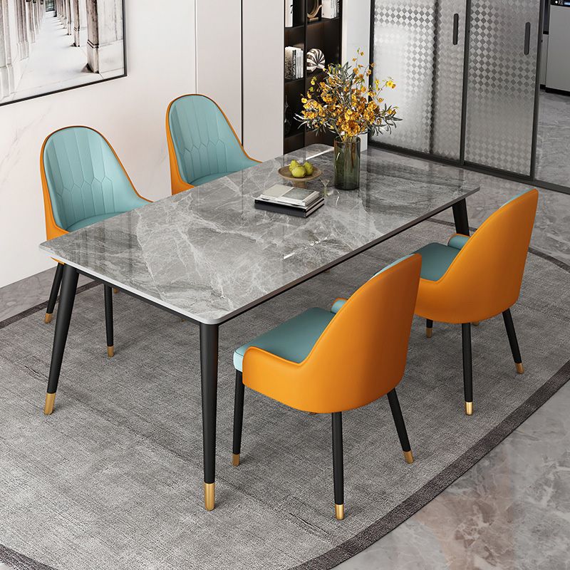 Rectangle Black Base Dining Table Modern Stone Table for Dining Room Use