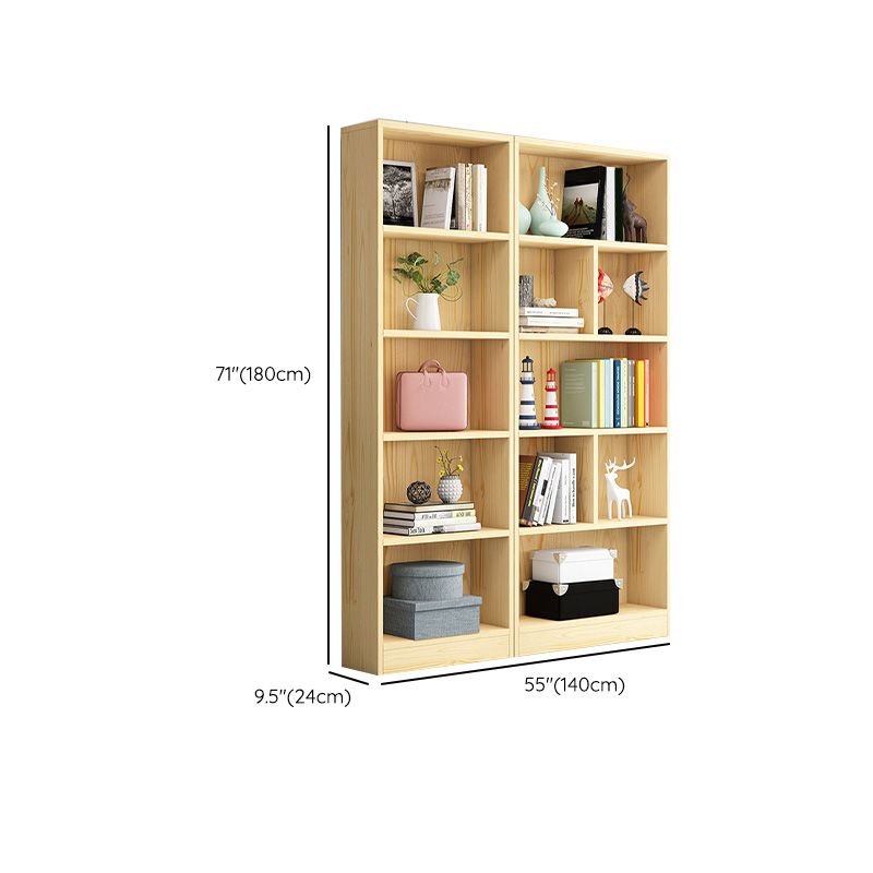 Scandinavian Solid Wood Cubby Storage Bookcase with Closed Back in Natural