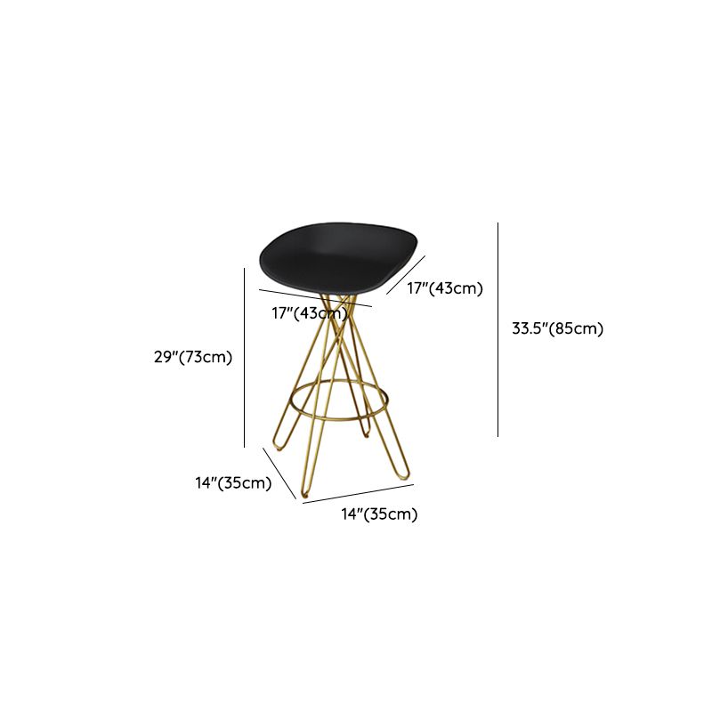 Glam Metal Bar Stools Low Back Dining Stools with Metal Legs