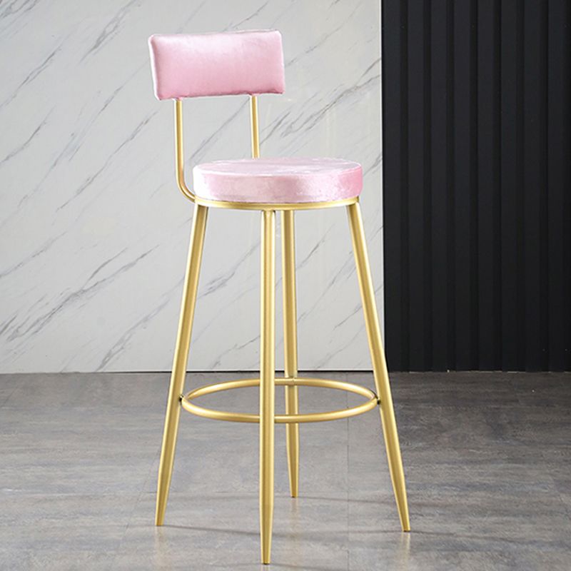 Industrial Metal Footrest Bar Chair Round Upholstered Bar Stool