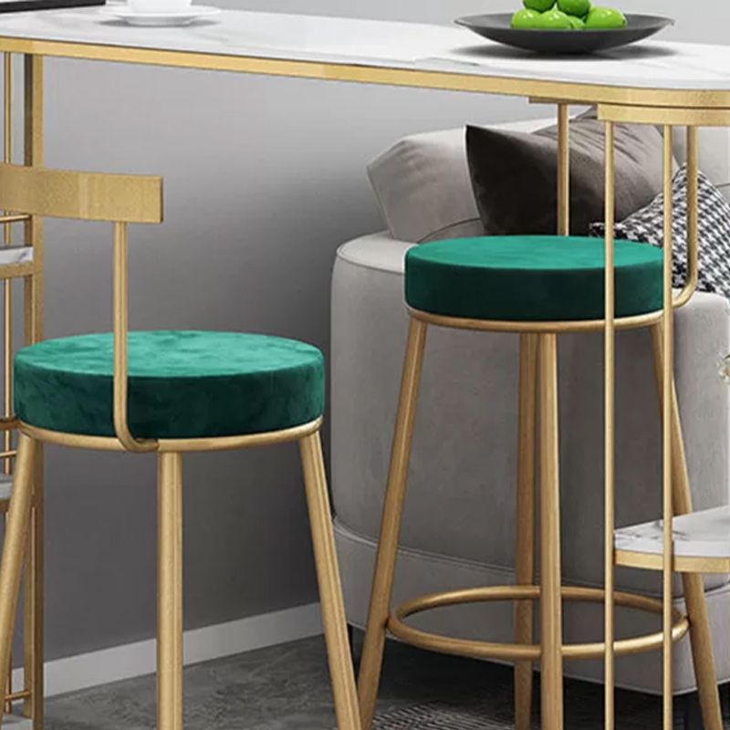 Stone Bar Dining Table Glam Bar Table with Double Pedestal for Living Room Kitchen