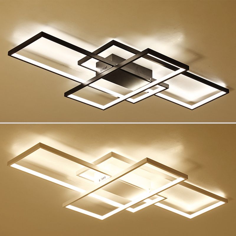 Lámparas de techo semi empotradas rectangulares de estilo moderno Luces de techo de montaje semisuperficial de metal de 3 luces