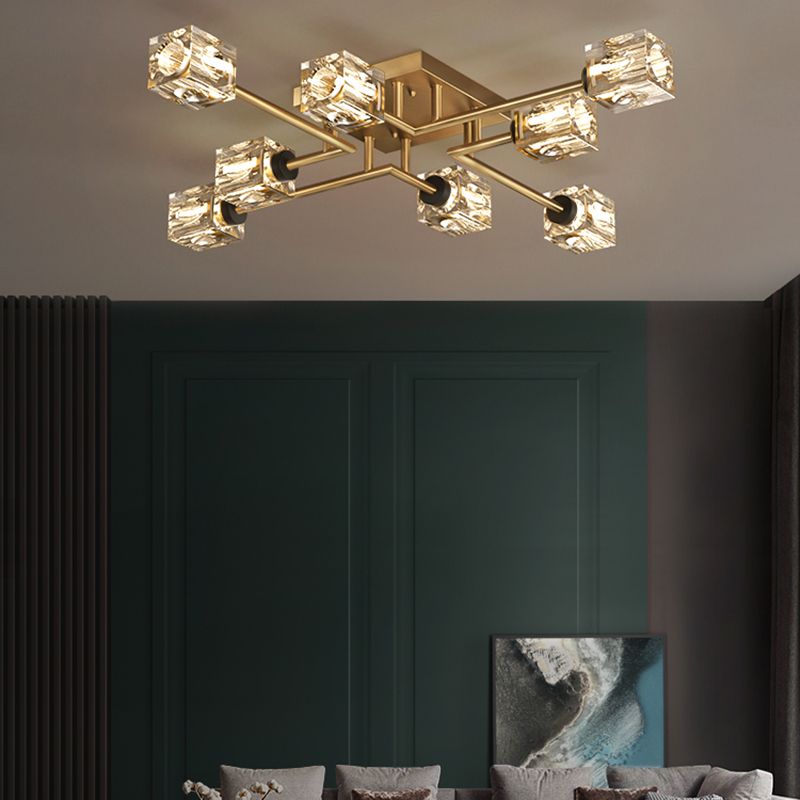 Cubo contemporáneo Flush Lighting Lighting de montaje de altura de cristal para sala de estar