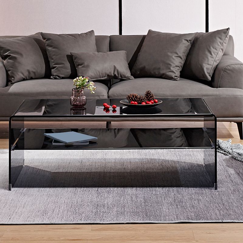 Sled Single Coffee Table Glass Modern Black/White Rectangular Cocktail Table