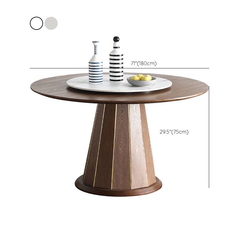 Modern Round Dining Table Wood Base Pedestal Table for Home Kitchen