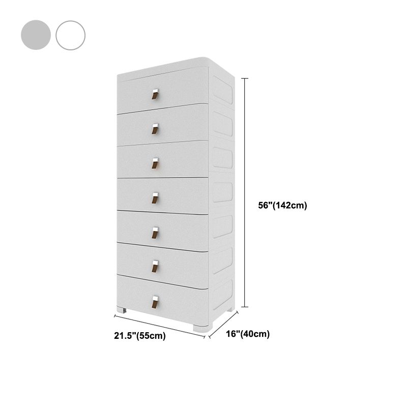 Contemporary Grey / White Chest Plastic Chest with Drawers for Bedroom