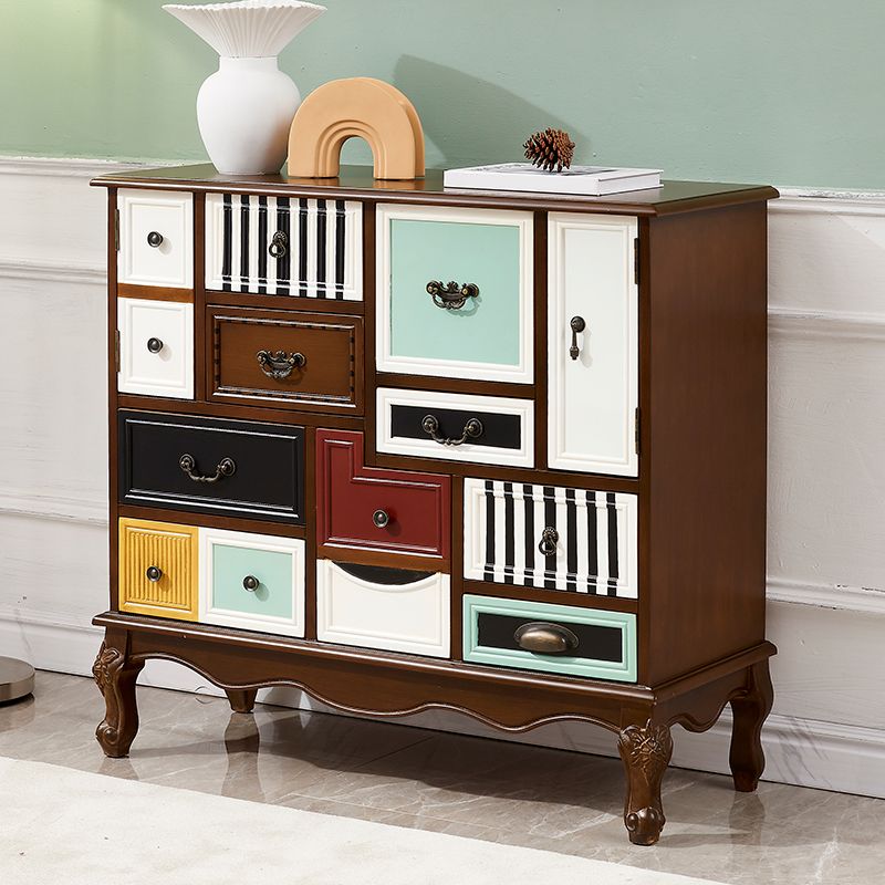 Industrial Painted Accent Cabinet with Drawers Solid Wood Chest