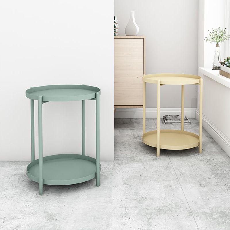 Mid-Century Metal Corner Table Tray Top Round Side End Table
