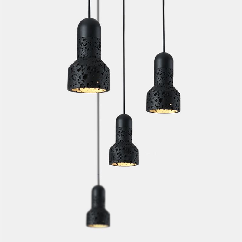 Single Head Stone Hanging Light Contemporary Creative Suspension Pendant in Black