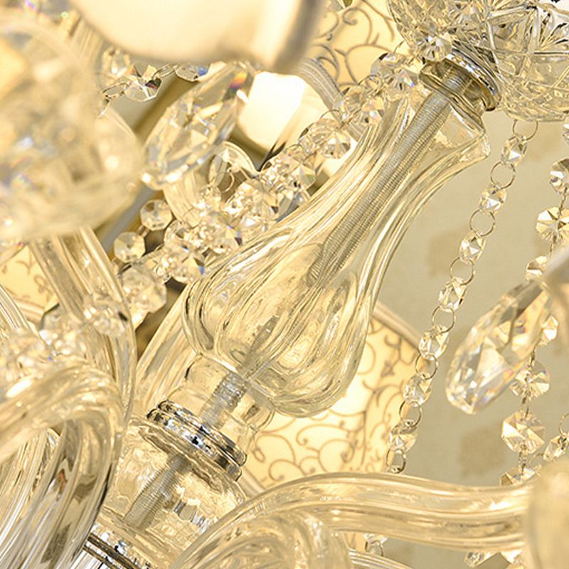 Candle Crystal Pendant Light European Style Chandelier Lighting Fixtures for Living Room