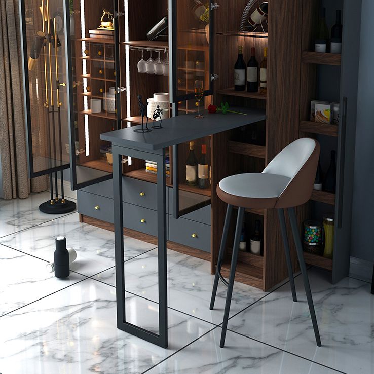 Black Manufactured Wood Bar Table with Glass Storage Modern Pub Table for Dining Room
